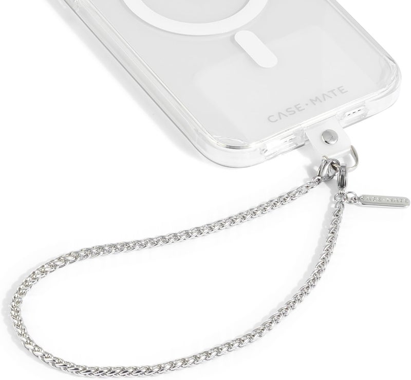 CASE-MATE Phone Charm with Silver Chain - Detachable Anti Theft Strap - Hands-Free iPhone Wrist Strap for Women - Phone Wristlet for Galaxy, Pixel and More - Dainty Silver Chain - Image 1